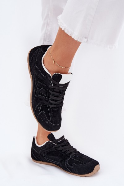 Women's Sports Shoes Made Of Eco Suede Black Dorella