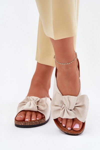 Moteriškos basutės kamštiniu padu ir kaspinu, smėlio spalvos, Seressa