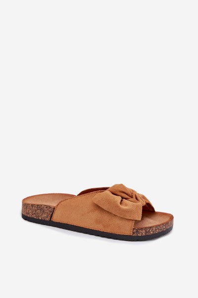 Women's Cork Sole Slippers With Bow Camel Seressa 2