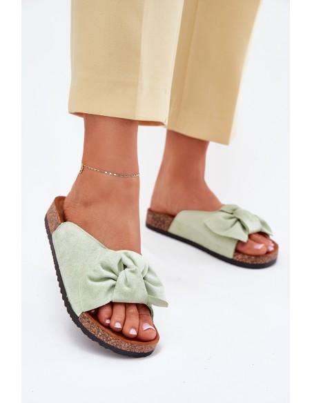 Women's Sandals On Cork Sole With Bow Mint Seressa