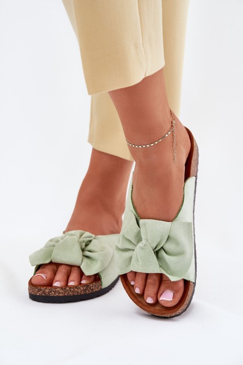 Women's Sandals On Cork Sole With Bow Mint Seressa