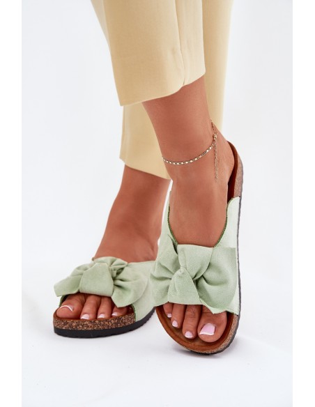 Women's Sandals On Cork Sole With Bow Mint Seressa