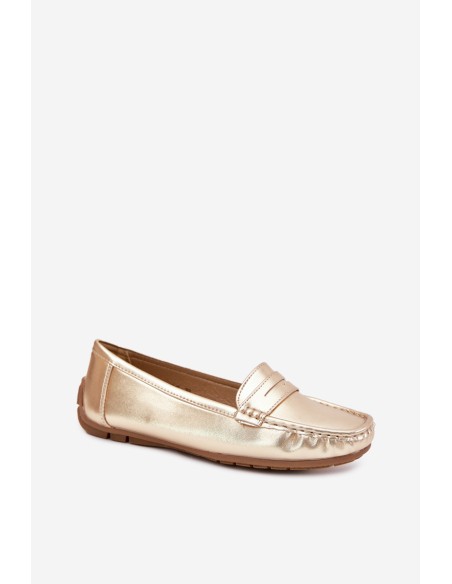 Ladies Eco Leather Moccasins Gold Lenvie