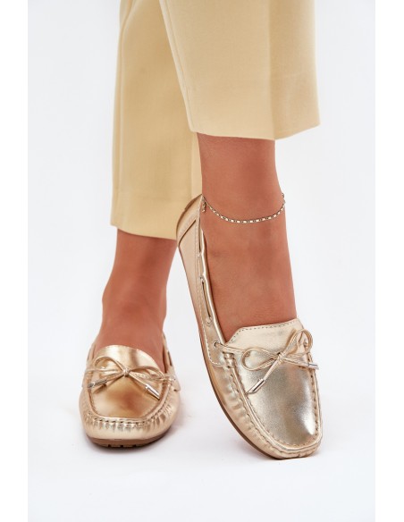 Women's eco leather loafers gold Si Passione