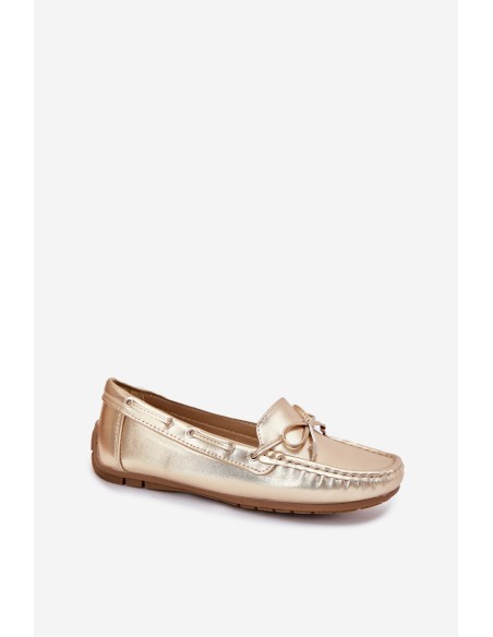 Women's eco leather loafers gold Si Passione