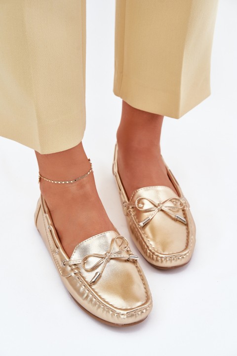 Women's eco leather loafers gold Si Passione