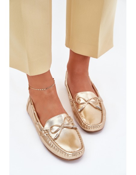 Women's eco leather loafers gold Si Passione