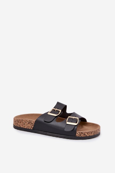 Women's sandals with buckles made of eco leather black Iskira 2