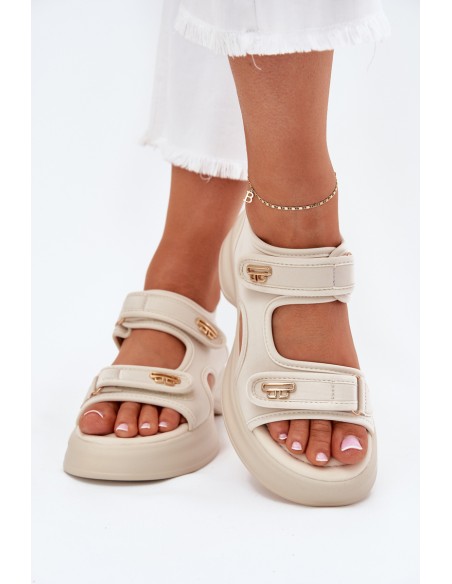 Women's sandals with golden details beige Luvira