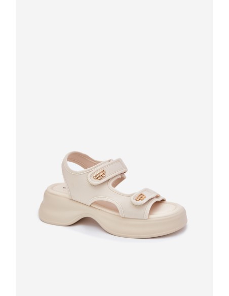 Women's sandals with golden details beige Luvira