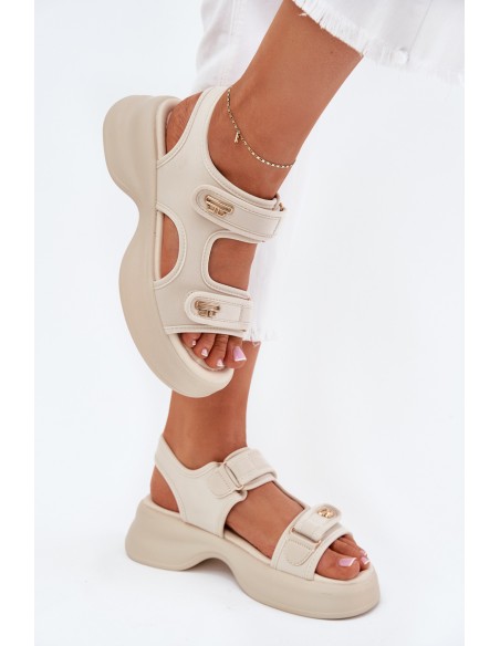 Women's sandals with golden details beige Luvira