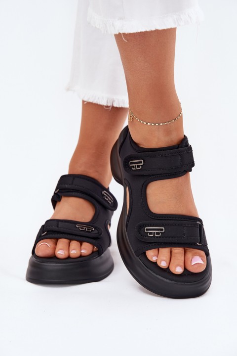 Women's Sandals With Golden Details Black Luvira