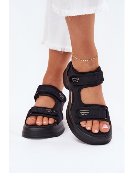 Women's Sandals With Golden Details Black Luvira