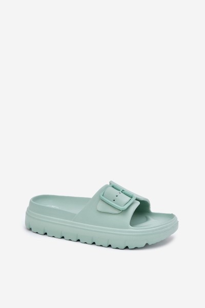 Women's Foam Slippers On Platform With Buckle Green Viasara 2