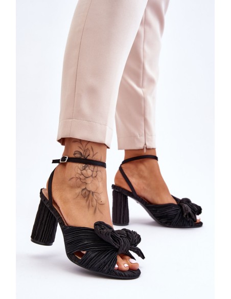 Fashionable Sandals With A Bow On Heels Black Callum