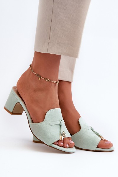 Women's Sandals In Mint Eco Suede On Heel Jemenna 2