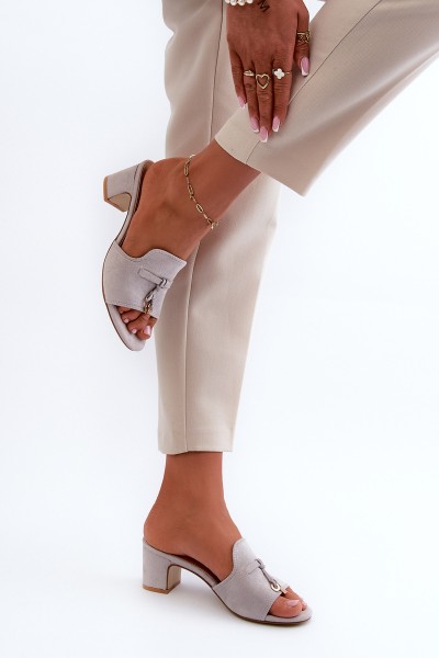 Women's Gray Sandals with Faux Suede Heels Jemenna 2