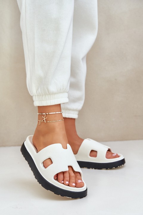 Putplasčio šlepetės su išpjovomis baltos Neladith