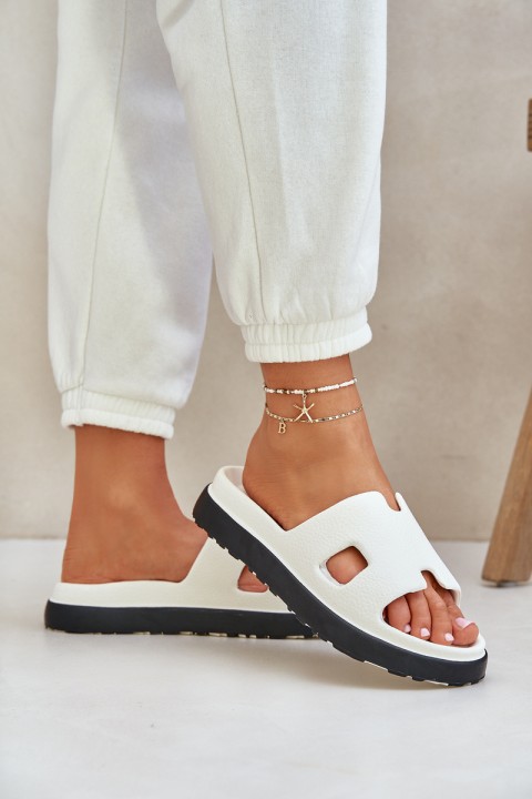 Putplasčio šlepetės su išpjovomis baltos Neladith