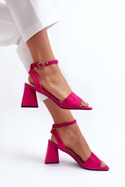 Ladies High Heel Sandals Made Of Eco Suede Fuchsia Vinceza 17328