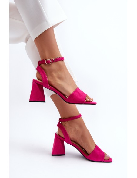 Ladies High Heel Sandals Made Of Eco Suede Fuchsia Vinceza 17328