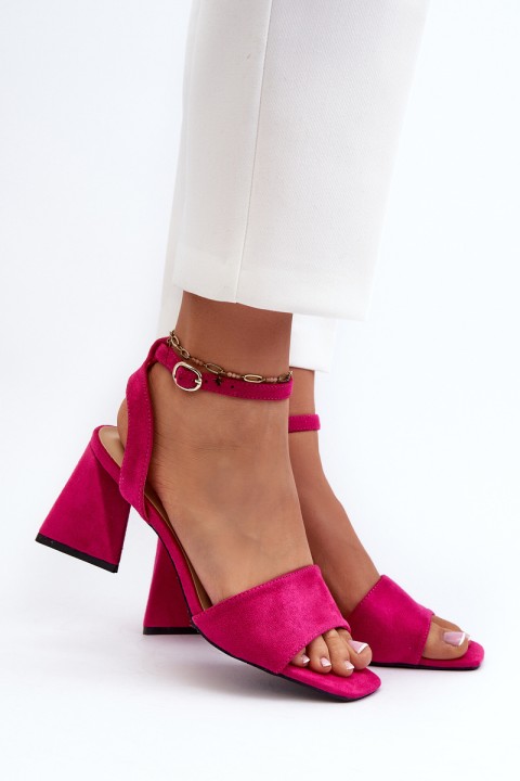 Ladies High Heel Sandals Made Of Eco Suede Fuchsia Vinceza 17328