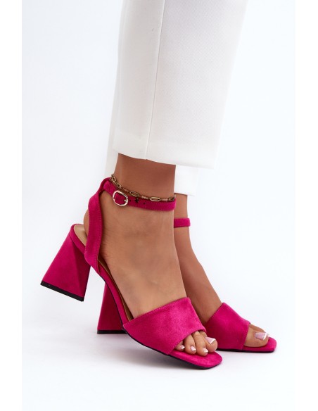 Moteriškos aukštakulnės basutės iš ekologiškos zomšos, fuksijos spalvos, Vinceza 17328