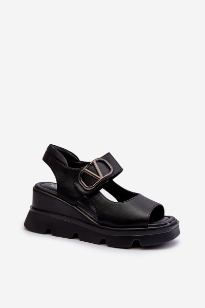 Women's Black Wedge and Platform Sandals in Eco Leather Triaola 2
