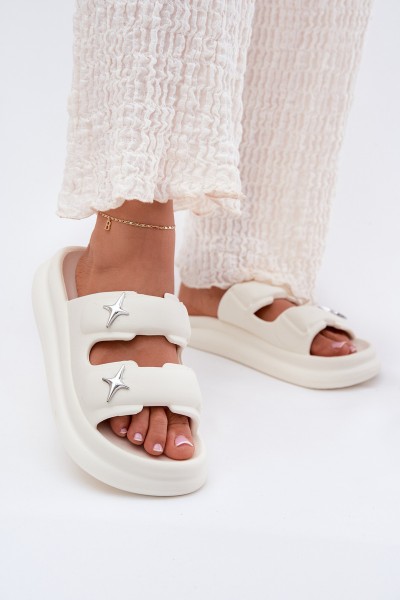 Women Foam Sandals On Platform Ecru Falowena