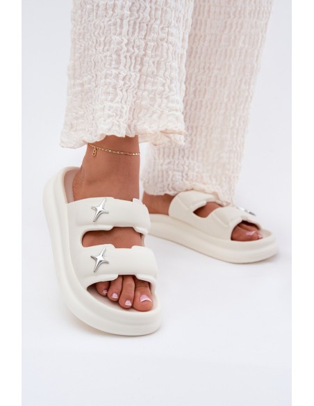 Women Foam Sandals On Platform Ecru Falowena