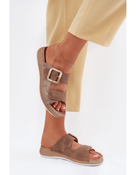 Womens Sandals With Buckle And Velcro Brown INBLU MK000013