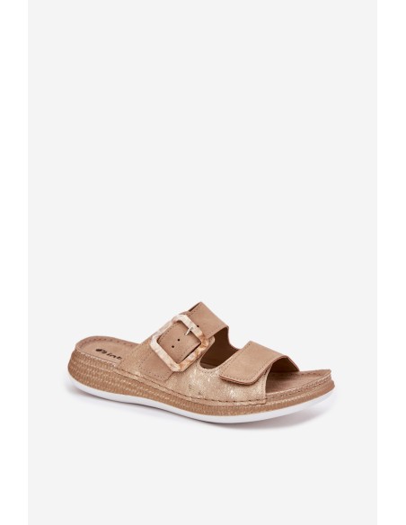 Women's Slippers With Buckle And Velcro Beige INBLU MK000013