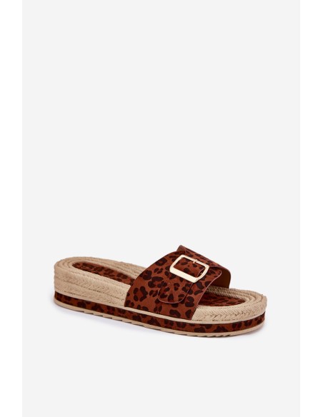 Women's Platform Sandals With Gold Buckle Leopard Selira