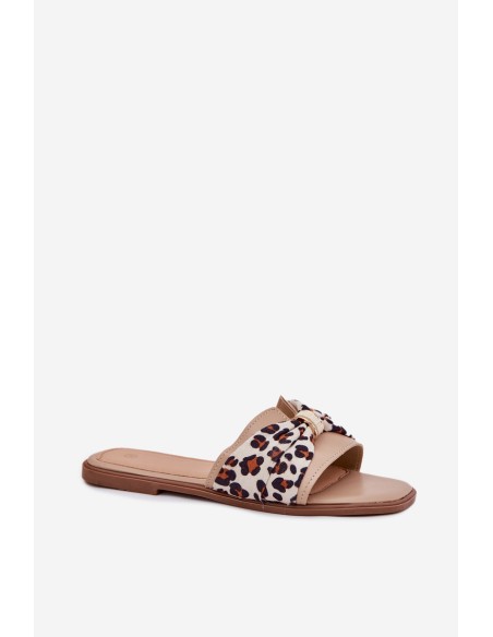 Womens Flat Heeled Sandals With Bow Beige Avenza