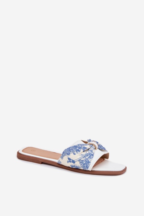 Women's Flat Sandals With Bow White Avenza