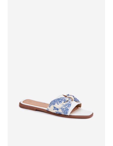 Women's Flat Sandals With Bow White Avenza