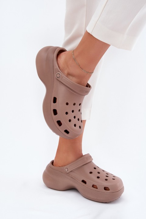 Women's Foam Sandals On Massive Sole Big Star RR274A121 Dark Beige