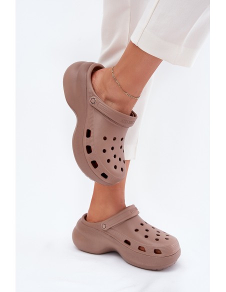 Women's Foam Sandals On Massive Sole Big Star RR274A121 Dark Beige