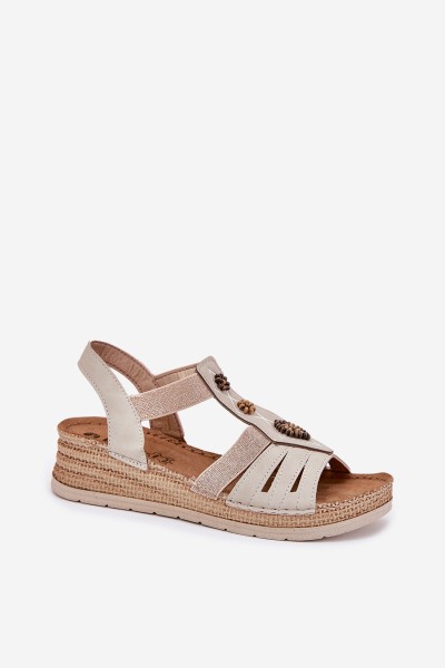Women's Wedge Sandals With Decorations Light Beige Inblu RV000015 2