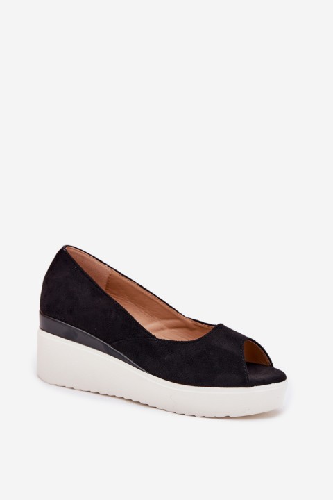 Women's Wedge Sandals Made of Eco Suede Black Velira