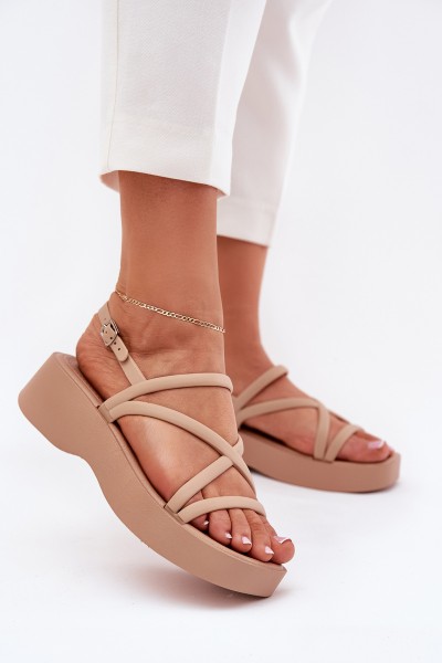 Women's Platform Sandals With Straps Beige Civara