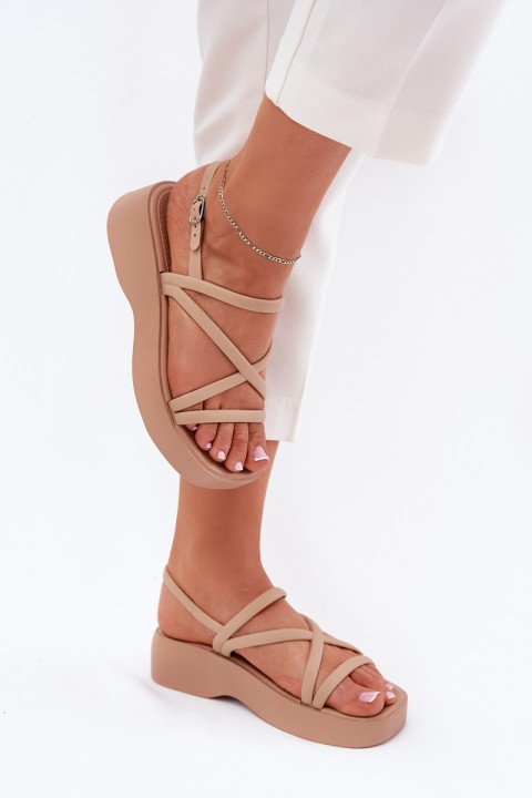 Women's Platform Sandals With Straps Beige Civara
