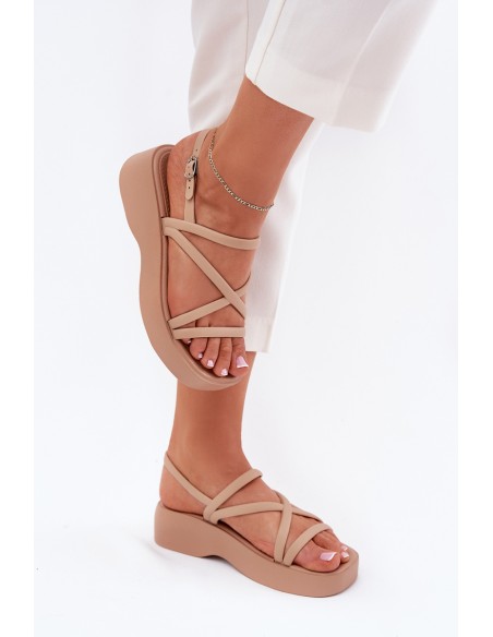 Women's Platform Sandals With Straps Beige Civara