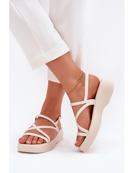Women's Platform Sandals With Straps Light Beige Civara