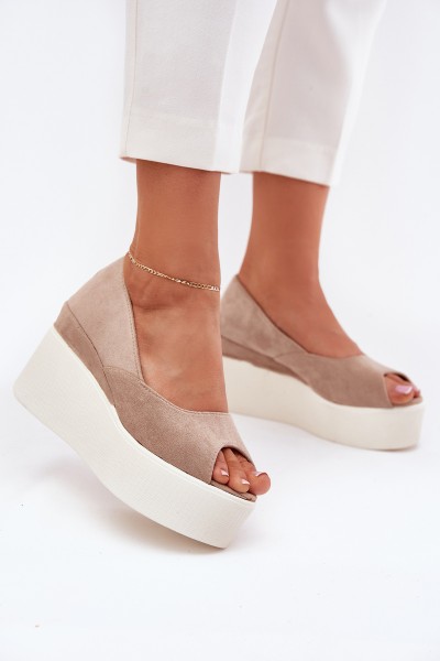 Womens wedge and platform sandals beige Felyra