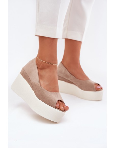 Womens wedge and platform sandals beige Felyra