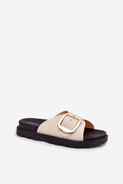 Women's Platform Sandals With Gold Buckle Beige Jovira 2