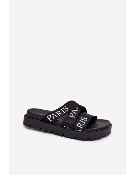 Women's sandals with fabric straps Paris on platform black Celinea