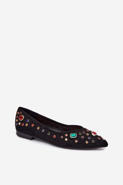 Women's Ballerinas Decorated With Crystals Black Valena