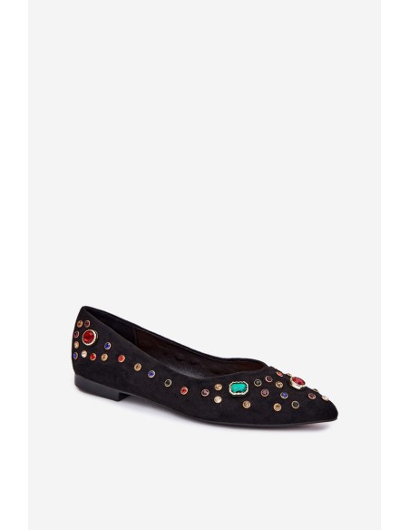 Women's Ballerinas Decorated With Crystals Black Valena